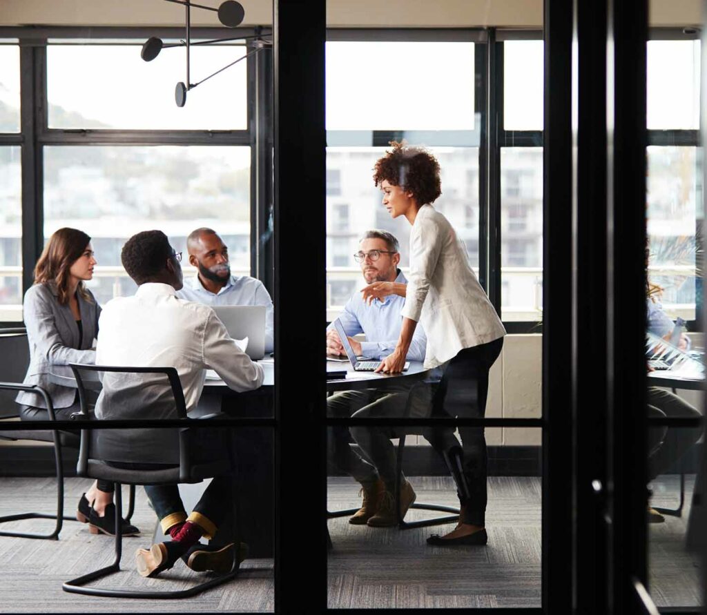 Team meeting in boardroom