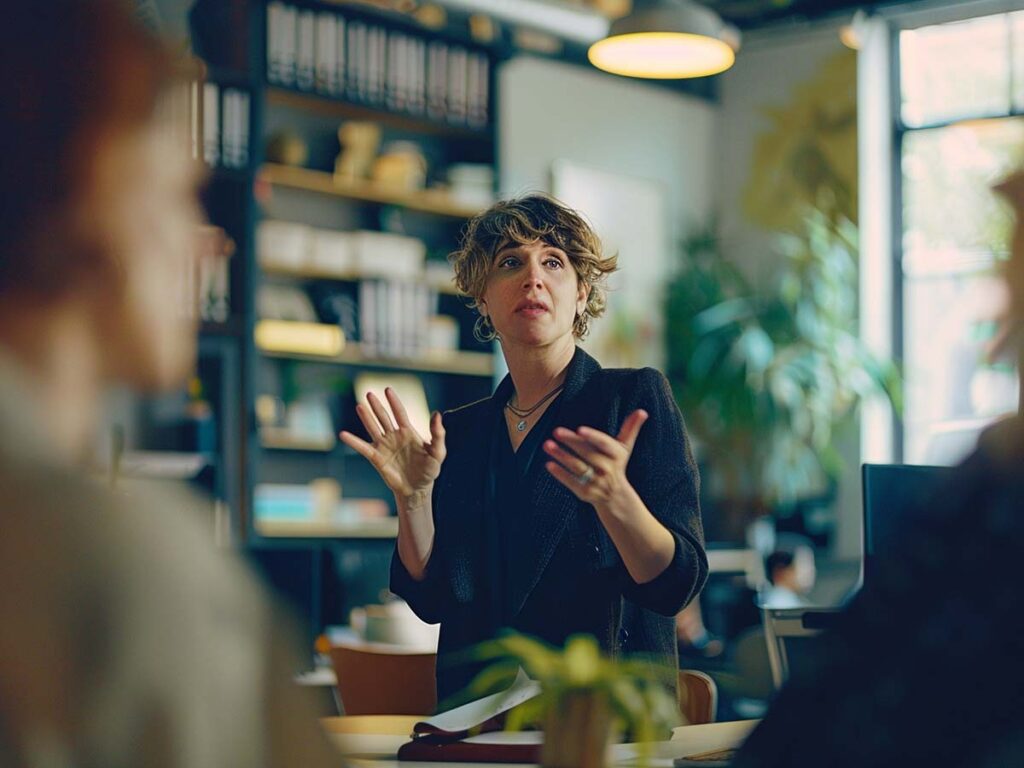 woman leading meeting