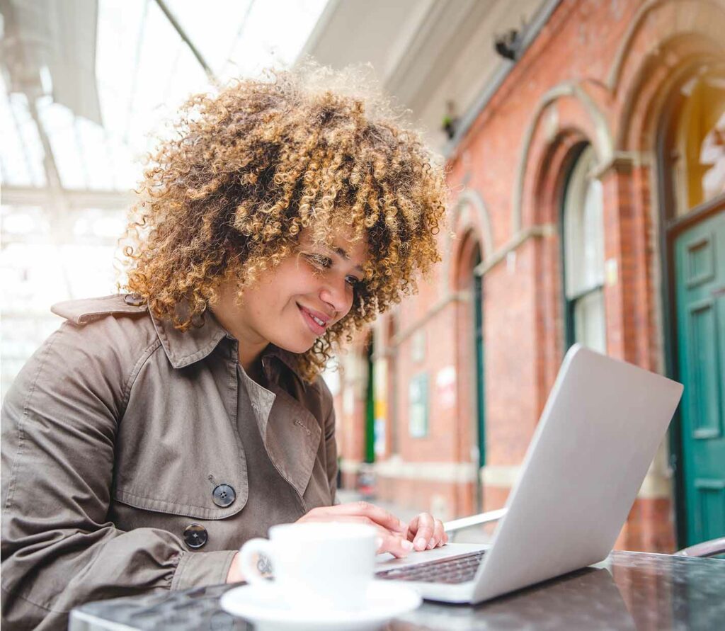 Woman working on laptop computer