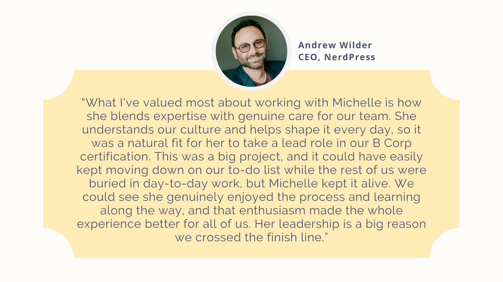 testimonial from ceo andrew