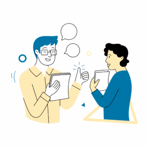 a person giving feedback to another