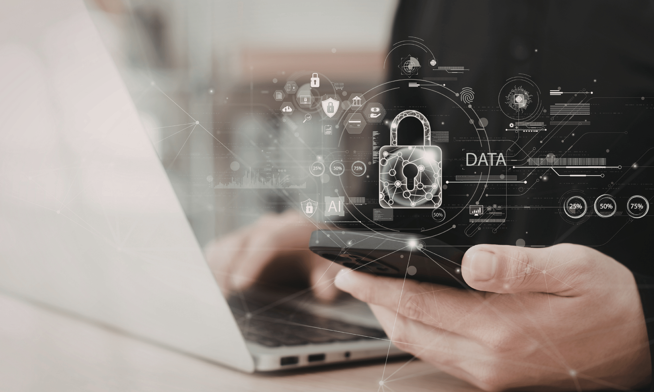 computer with a lock icon